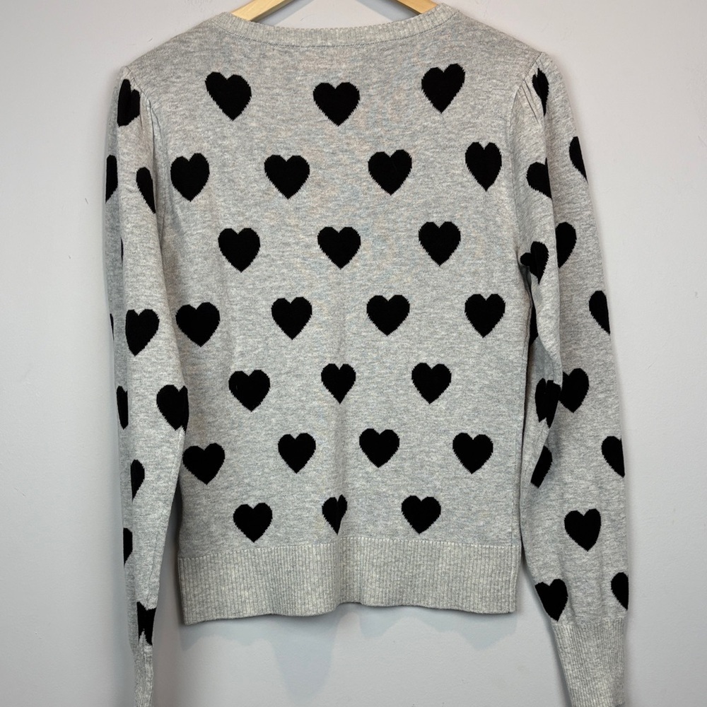 Kaily K Heart Print Knit Sweater | Playful Parisian Casual - Picture 3 of 10